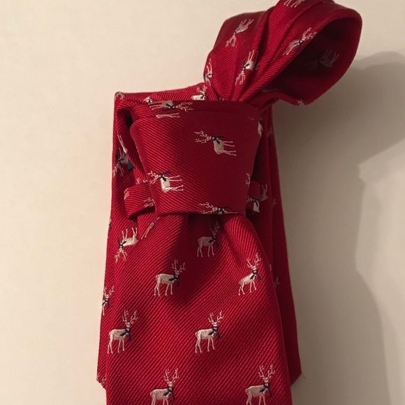 Tommy Hilfiger Reindeer Holiday Tie 100% Silk - Picture 4 of 5